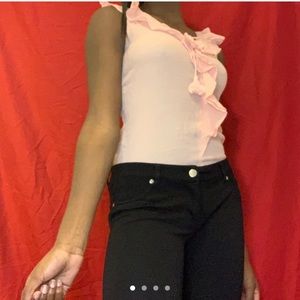 Pink ruffle top
